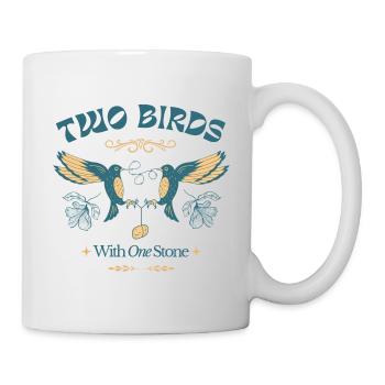 Two Birds One Stone – Vintage Vogelillustration - Tasse - Weiß - Rechts