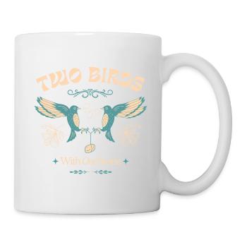 Two Birds with One Stone – Vintage Bird Motif - Mug - white - Right