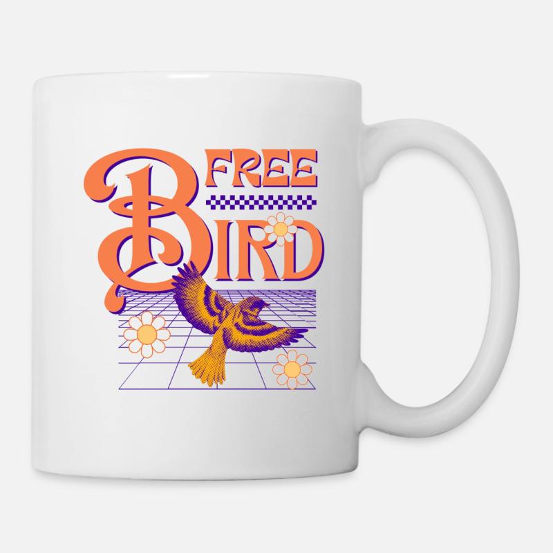 Free Bird - Oiseau rétro coloré - Mug blanc - blanc