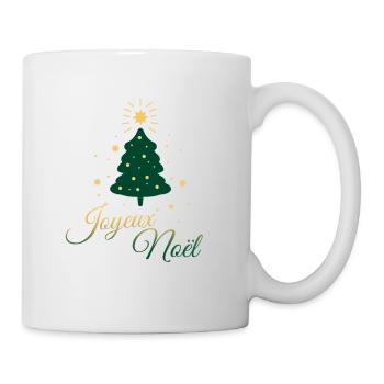 Goldener und grüner Weihnachtsbaum: festlicher Stil - Tasse - Weiß - Rechts