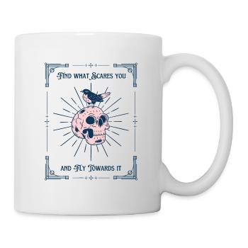 Find What Scares You – Skull with Bird - Mug - white - Right