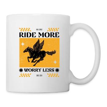 Ride More Worry Less – Pegasus Retro Look - Tasse - Weiß - Rechts