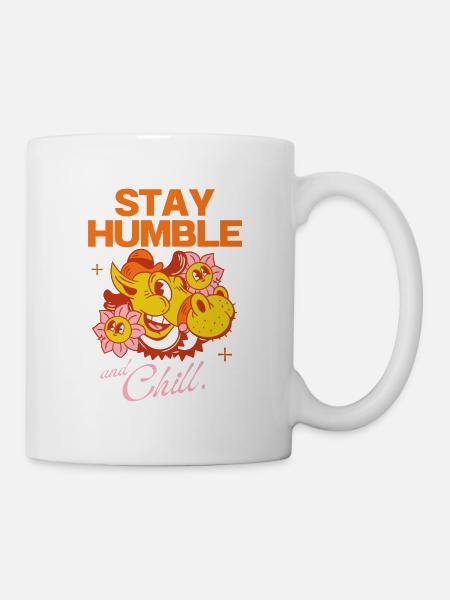 Stay Humble and Chill – Retro Cartoon Design - Mug - white