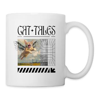 Chat volant surréaliste – Motif de chat magique - Mug blanc - blanc - Droite
