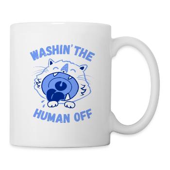 Washin' the Human Off – Funny Cat Motif - Mug - white - Right