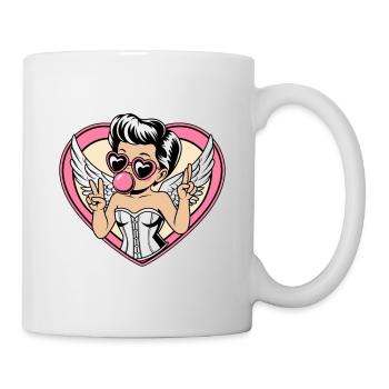 Angelic Retro Pin-Up Girl - Peace and Love - Mug - white - Right