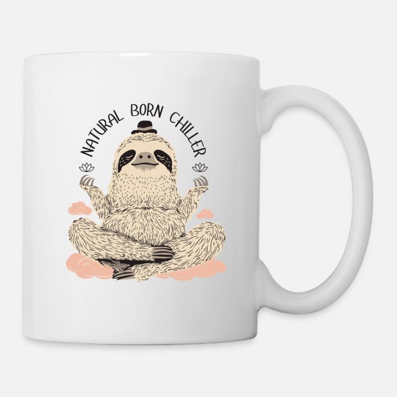 Meditating Sloth – Chill and Relax - Mug - white
