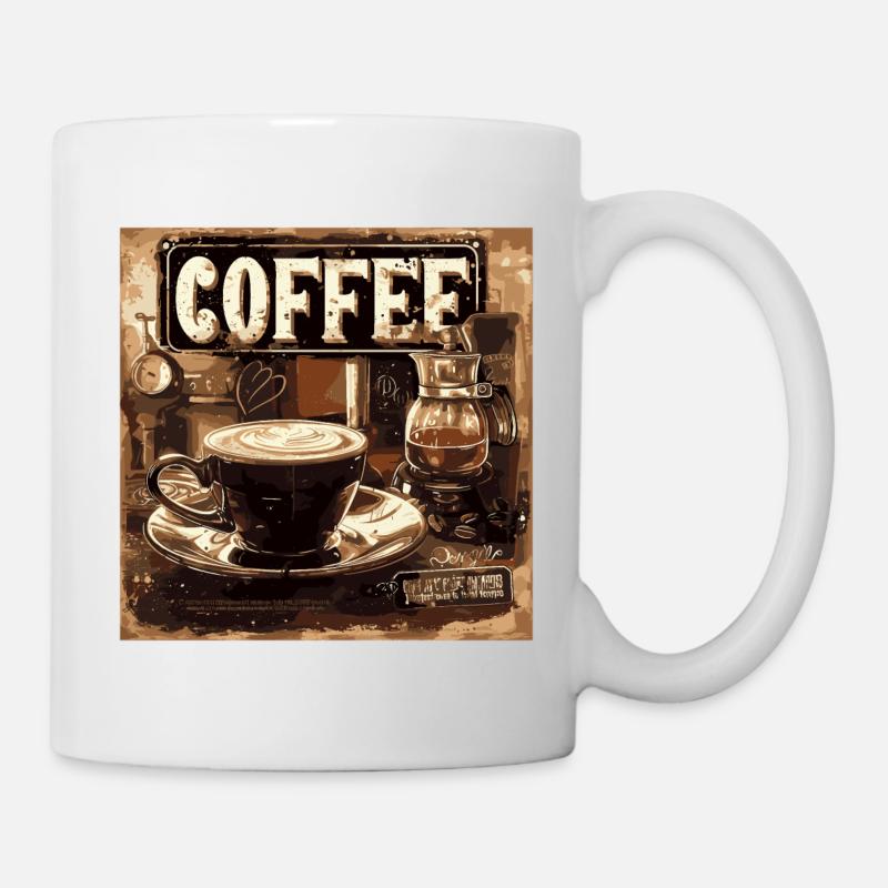 Café classique rétro - Mug blanc - blanc