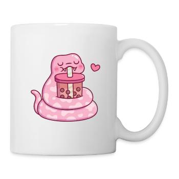 Cute Pink Snake Drinking Bubble Tea - Mug - white - Right
