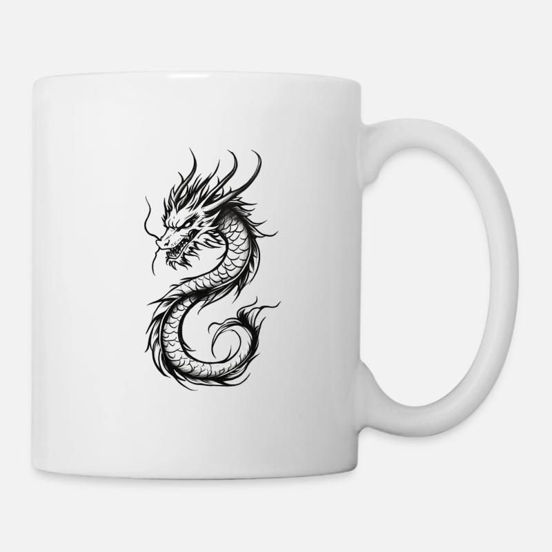 Tatouage de dragon, dessin crayon dragon - Mug blanc - blanc