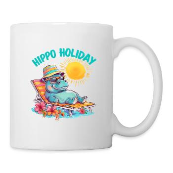 Hippo Holiday - Cooles Nilpferd auf Sonnenliege - Tasse - Weiß - Rechts