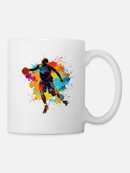 Joueur de basket-ball coloré Joueur de basket-ball - Mug blanc - blanc