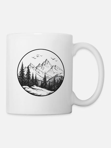Un logo de montagne pour un randonneur passionné - Mug blanc - blanc