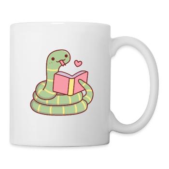 Serpent mignon blotti avec un livre Aime lire - Mug blanc - blanc - Droite