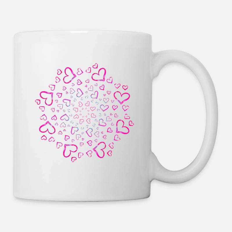 Mandala pinke Herzchen - Tasse - Weiß