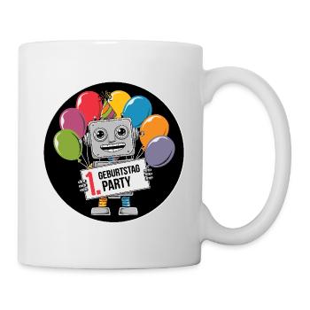 Ich bin 1 Jahr erster Geburtstag mit Roboter - Tasse - Weiß - Rechts