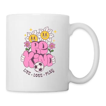 Be Kind – Fußball & Blumen Retro Look - Tasse - Weiß - Rechts