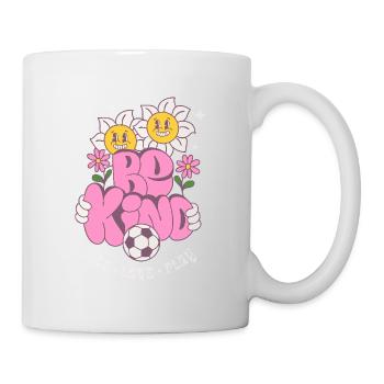 Be Kind – Fußball & Blumen Retro Look - Tasse - Weiß - Rechts