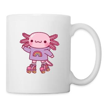 Süßer Axolotl mit Hoodie und Rollschuhen - Tasse - Weiß - Rechts