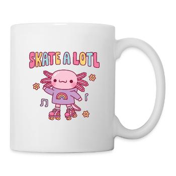 Süßer Axolotl mit Rollschuhen Skate A Lotl Wortspiel - Tasse - Weiß - Rechts