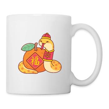 Mignon serpent enroulé autour de l’orange Bonne fortune - Mug blanc - blanc - Droite