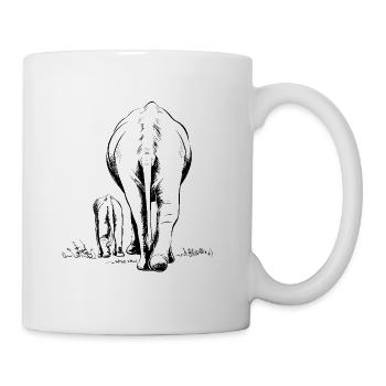 Zwei Elefanten - Tasse - Weiß - Rechts