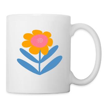 Fleur douce orange aux feuilles bleues - Mug blanc - blanc - Droite