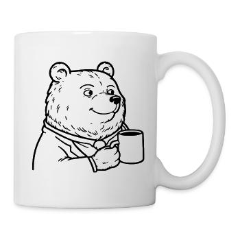 Ours avec tasse à café - Ours avec tasse de café - Mug blanc - blanc - Droite