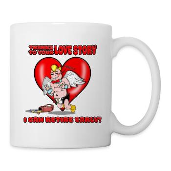 Lustige Amor-Liebesgeschichte Valentinstag-Paare - Tasse - Weiß - Rechts