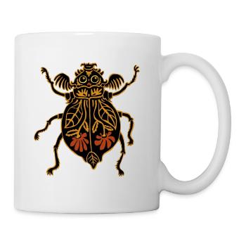 bunter Blumenkäfer - Tasse - Weiß - Rechts
