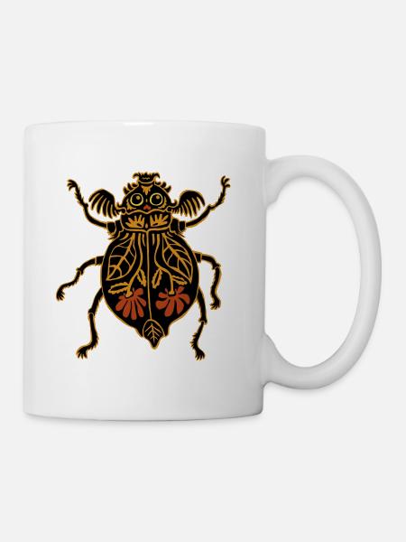 bunter Blumenkäfer - Tasse - Weiß