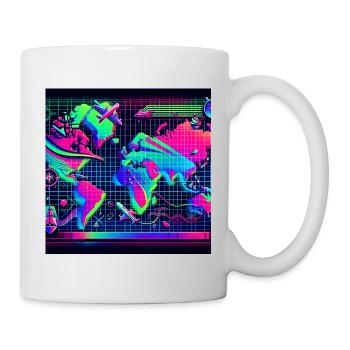Neon World Map : Voyage et aventure - Mug blanc - blanc - Droite