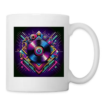 Neon-Vinyl-Design mit Retro-Musik-Vibes - Tasse - Weiß - Rechts