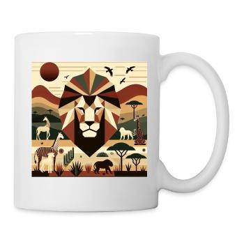 Geometric safari art with lion view - Mug - white - Right