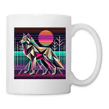 Loup néon dans la nature futuriste - Mug blanc - blanc - Droite