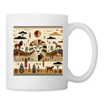 Abstract Safari Wilderness with Lion Motif - Mug - white - Right