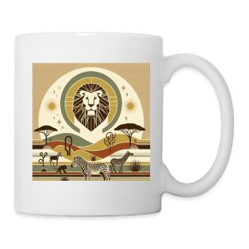 Geometric safari landscape with lions - Mug - white - Right