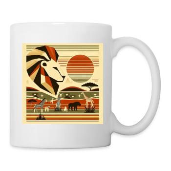 Geometric safari with majestic lion - Mug - white - Right