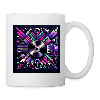 Disque vinyle néon – Rétro et moderne - Mug blanc - blanc - Droite