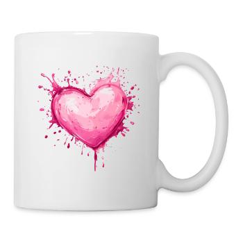 Pinkes Herz Valentinstag Geschenk - Tasse - Weiß - Rechts