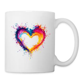 Buntes Herz Liebe Valentinstag Geschenk - Tasse - Weiß - Rechts
