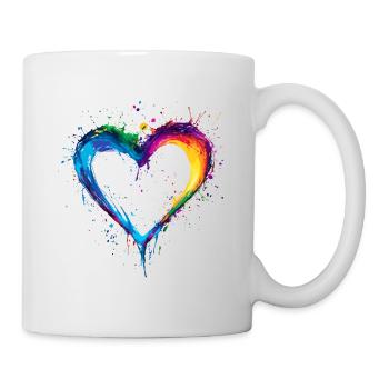 Buntes Herz Liebe Valentinstag Geschenk - Tasse - Weiß - Rechts