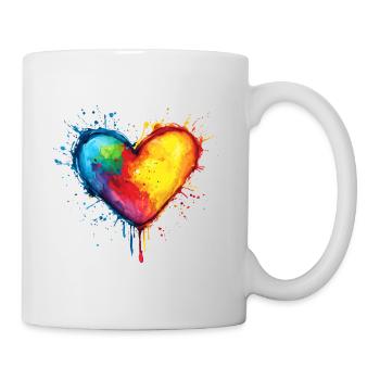 Buntes Herz Liebe Valentinstag Geschenk - Tasse - Weiß - Rechts