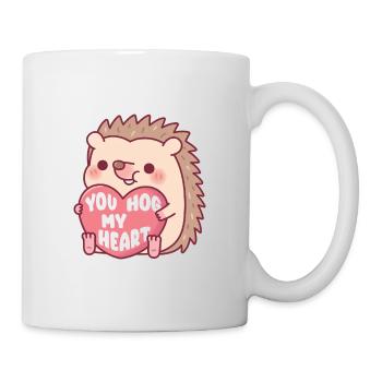 Cute Hedgehog Hugging Heart You Hog My Heart - Mug - white - Right