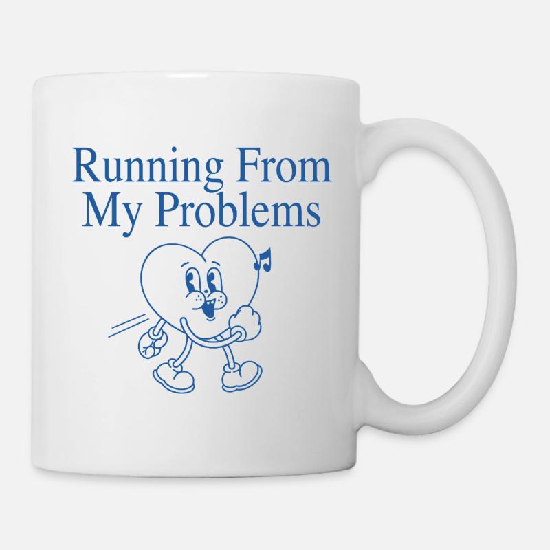 Laufendes Herz – Running From My Problems - Tasse - Weiß