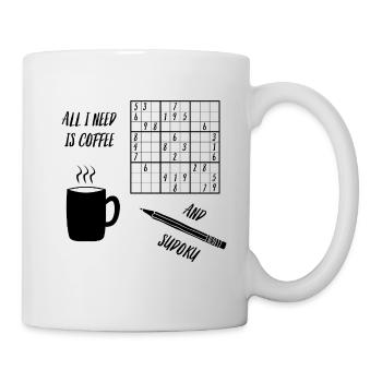 Sudoku und Kaffee - Tasse - Weiß - Rechts