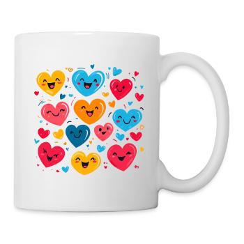 Herzen Lustige Gesichter Valentinstag Geschenk - Tasse - Weiß - Rechts