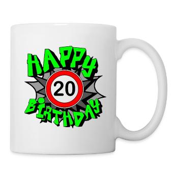 20. Geburtstag , Geburtstagsgeschenk Happy 20 (25) - Tasse - Weiß - Rechts
