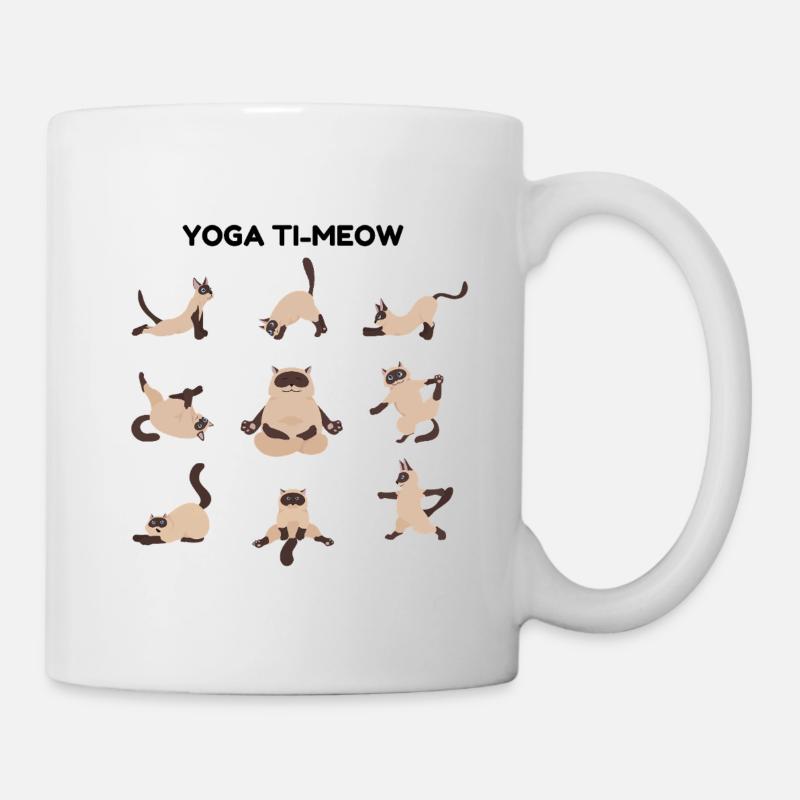 Yoga Zeit Katze - Tasse - Weiß