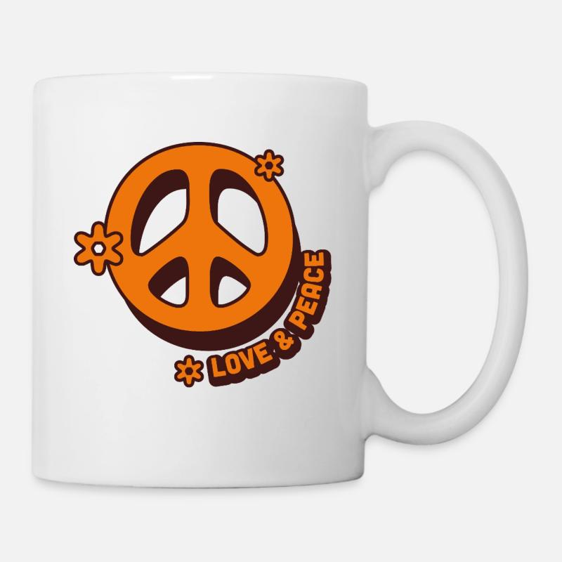 Love & Peace – Style Hippie Rétro - Mug blanc - blanc